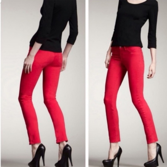 J Brand Jeans 811 Mid-Rise Skinny Red Hot Pink Color Skinny Jeans Pants Size 24 - Picture 2 of 8